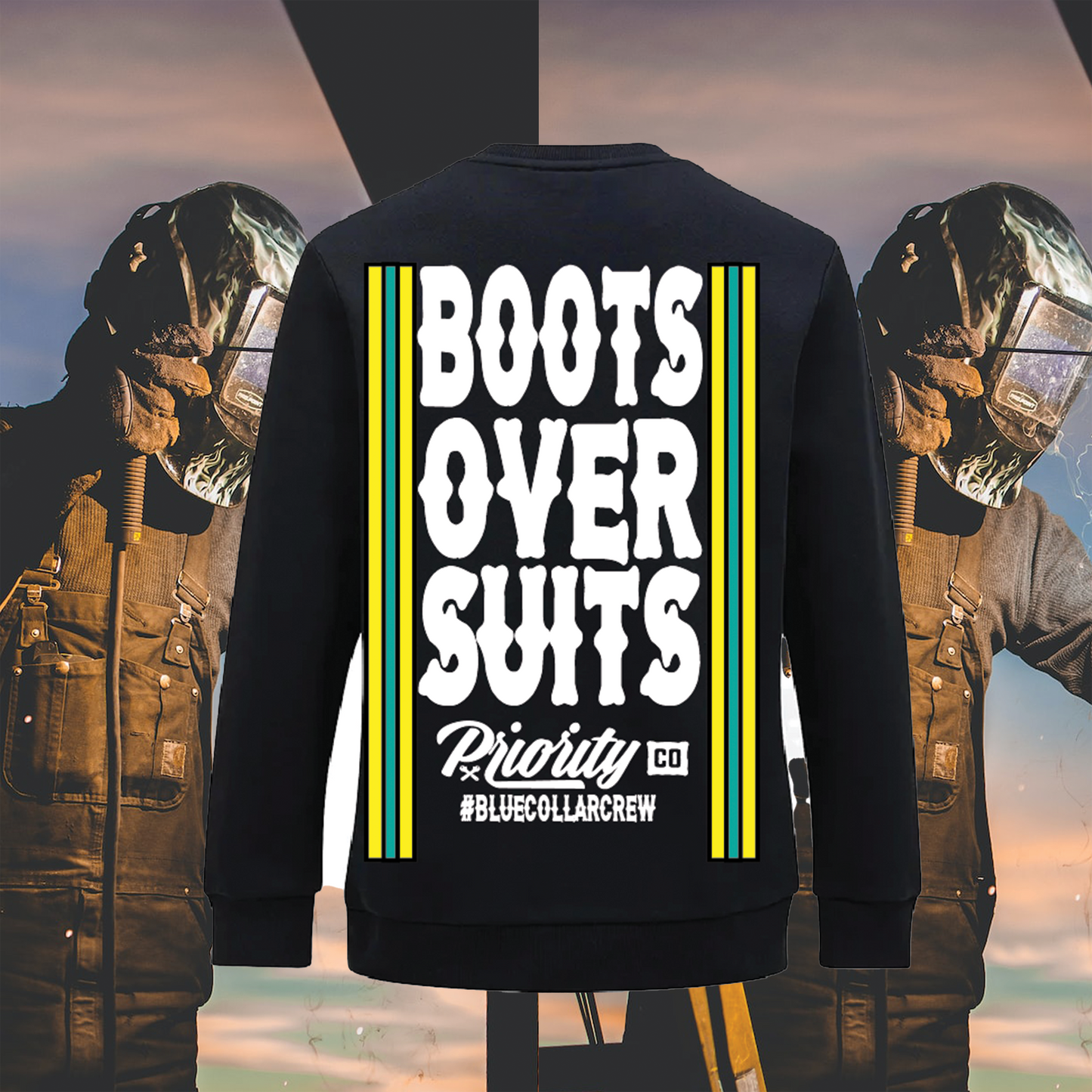 BOOTS OVER SUITS CREW NECK HI VIS