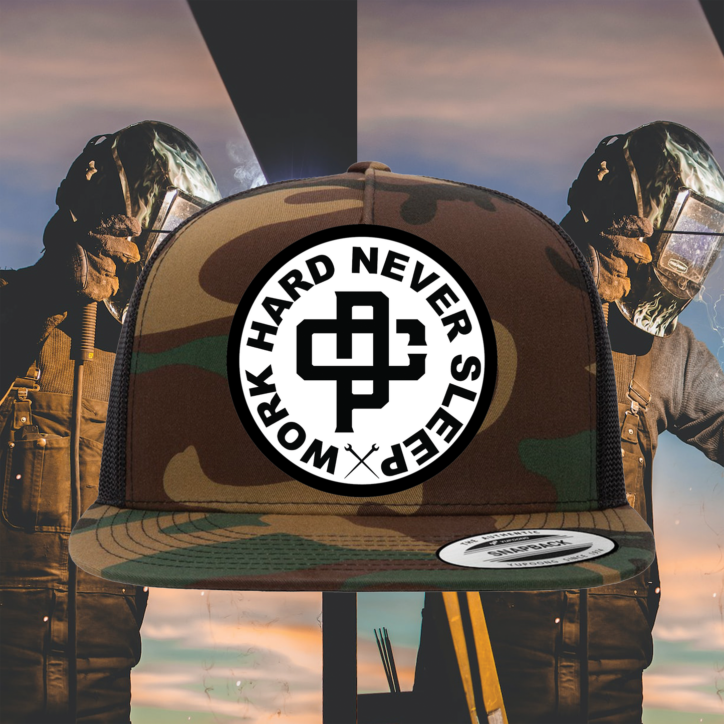 NEVER SLEEP SNAPBACK CAMO