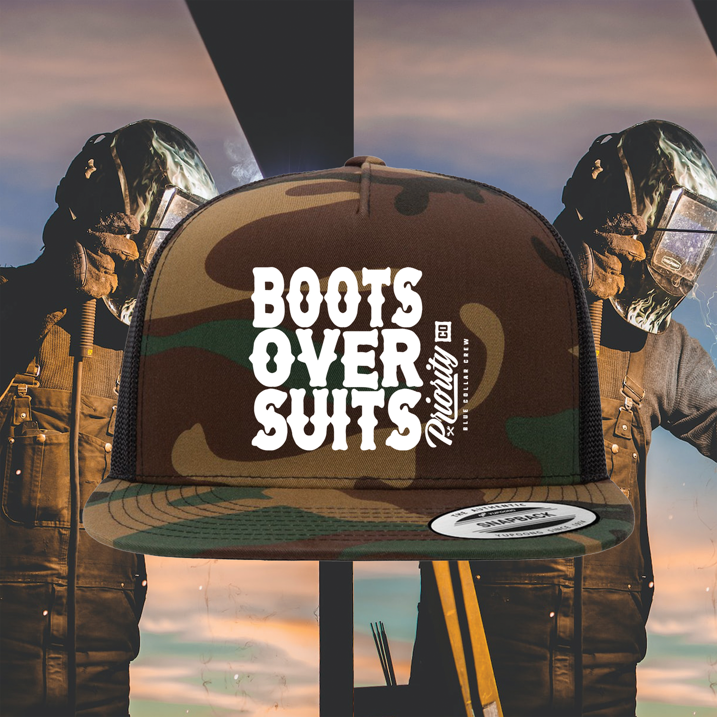 SNAPBACKS BOOTS OVER SUITS CAMO