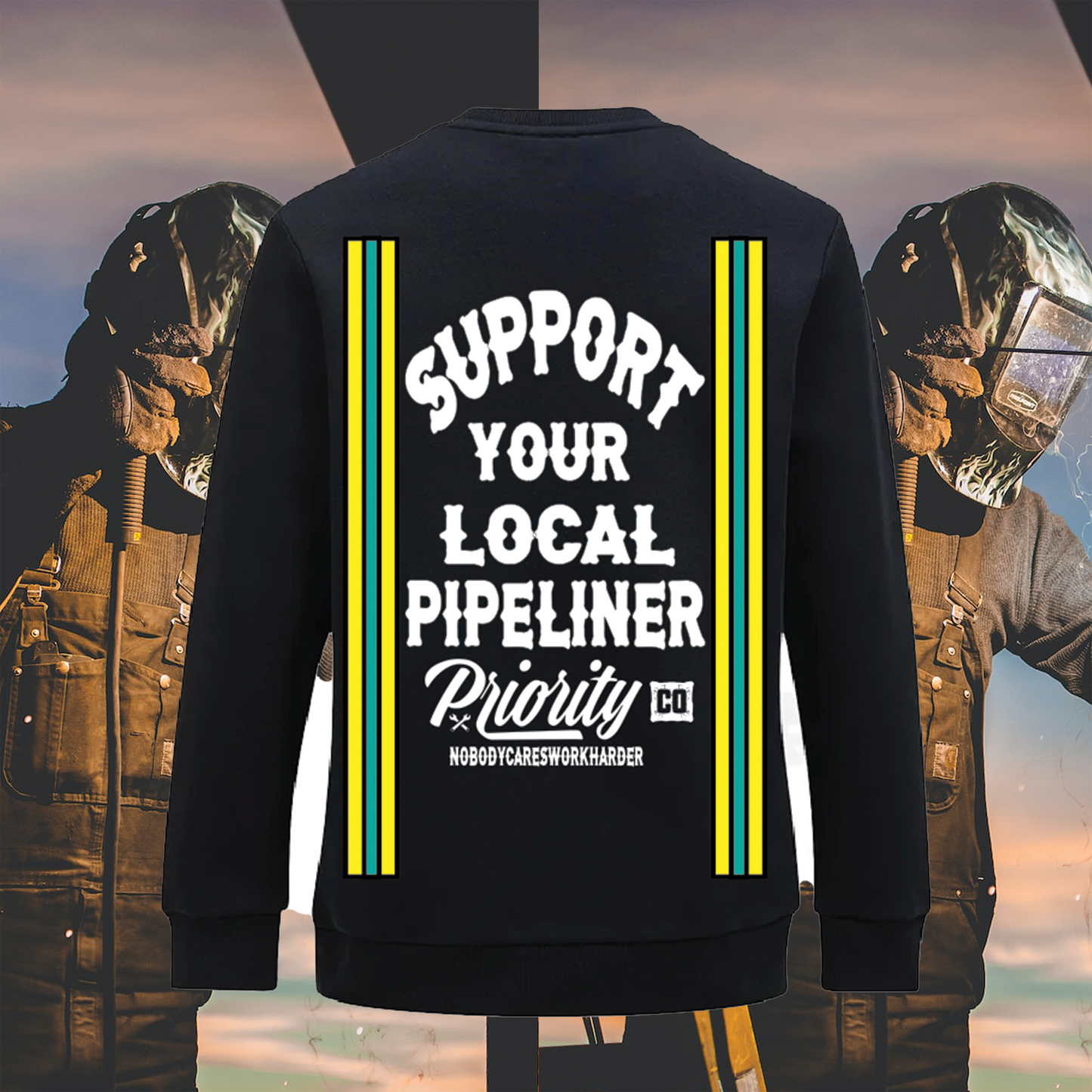 SUPPORT YOUR LOCAL PIPELINER CREW NECK HI VIS